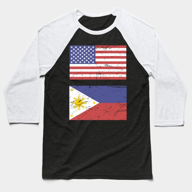 United States Flag & Philippines Flag Baseball T-Shirt by MeatMan